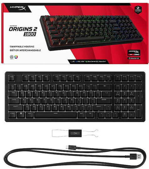 HP HyperX Origins 2 1800 Gaming Μηχανικό Πληκτρολόγιο με HyperX Red διακόπτες και RGB φωτισμό (Αγγλικό US) - Image 4