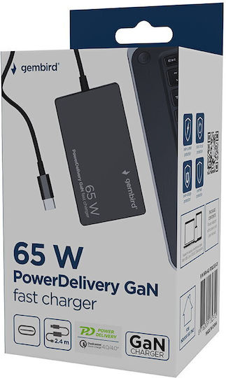 Gembird USB-C Universal Φορτιστής Laptop 65W 5V 5.6A με Αντάπτορα Τροφοδοσίας (NPA-AC-PDQC65-01) - Image 6