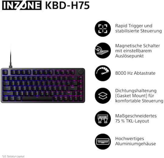 Sony Inzone KBD-H75 Gaming Πληκτρολόγιο 75% με RGB φωτισμό (Αγγλικό US) - Image 3