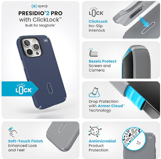 Speck Presidio2 Pro Clicklock Back Cover Πλαστικό Navy Μπλε (iPhone 16 Pro) 150700-3206 - Image 4