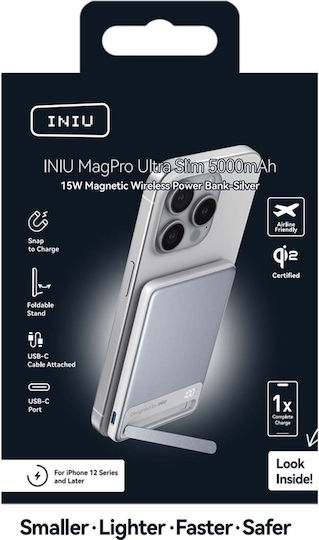 Iniu Power Bank 5000mAh Ασημί - Image 6