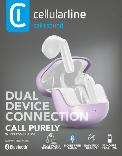 Cellular Line Pure In-ear Bluetooth Handsfree Ακουστικά με Θήκη Φόρτισης Μωβ - Image 4