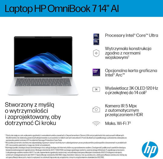 HP OmniBook 7 AI 14-fr0003nw 14" OLED FHD+ (Ultra 5-225U/16GB/512GB SSD/W11 Pro) (US Keyboard) - Image 3