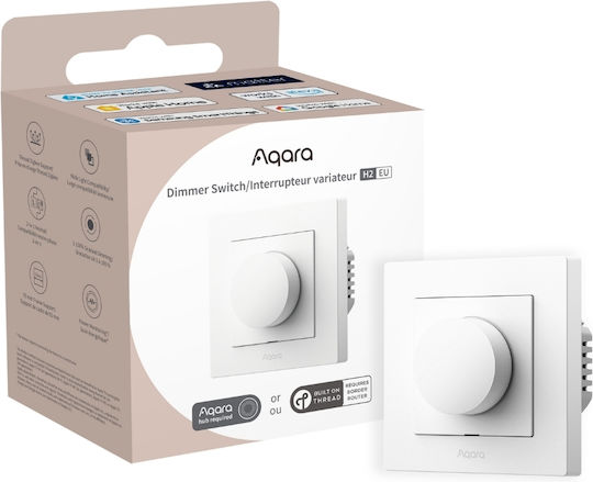 Aqara Χωνευτός Διακόπτης Dimmer με Πλαίσιο Universal Περιστροφικός 300W σε Λευκό Χρώμα H2DIM-W - Image 2