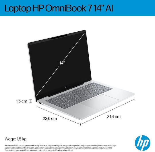 HP OmniBook 7 AI 14-fr0003nw 14" OLED FHD+ (Ultra 5-225U/16GB/512GB SSD/W11 Pro) (US Keyboard) - Image 8