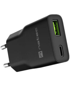 Alternative view of Natec Φορτιστής Χωρίς Καλώδιο GaN με Θύρα USB-A και Θύρα USB-C 20W Power Delivery Μαύρος (NUC-2377)
