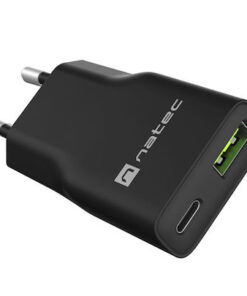 Natec Φορτιστής Χωρίς Καλώδιο GaN με Θύρα USB-A και Θύρα USB-C 20W Power Delivery Μαύρος (NUC-2377)