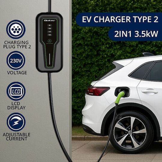 Qoltec Φορητός Σταθμός Φόρτισης 3.5kW με Ενσωματωμένο Καλώδιο Type 2 (52574) - Image 2