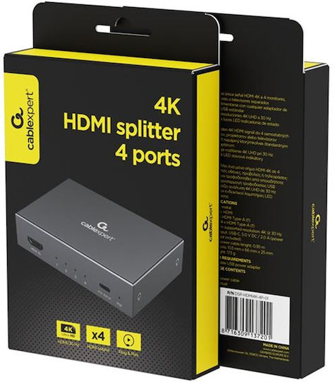 Cablexpert 4h Hdmi Splitter 4 Ports Black Dsp-hdmi4k-4p-01 - Image 3