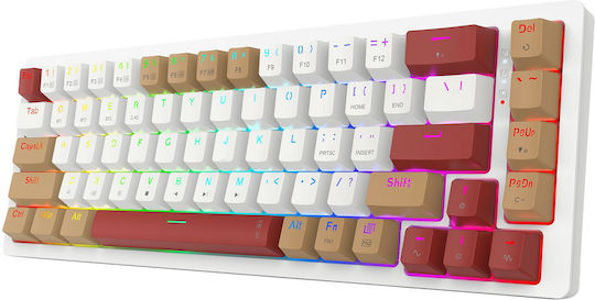 Redragon RAMMUS K677 PRO Ασύρματο Gaming Μηχανικό Πληκτρολόγιο 60% με Custom Brown διακόπτες και RGB φωτισμό (Αγγλικό US) Λευκό - Image 3