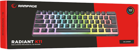 Rampage Radiant K11 RGB Gaming Μηχανικό Πληκτρολόγιο 60% με Outemu Red διακόπτες και RGB φωτισμό (Αγγλικό US) - Image 8