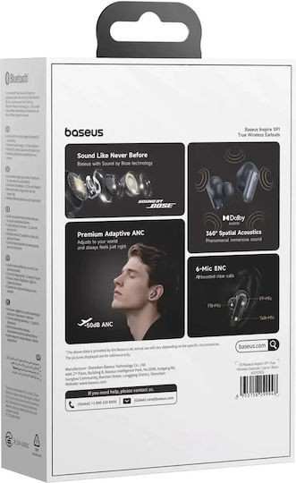Baseus Inspire XP1 In-ear Bluetooth Handsfree Ακουστικά με Αντοχή στον Ιδρώτα και Θήκη Φόρτισης Μαύρα - Image 4