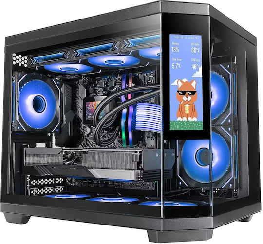 Mars Gaming MC-3TCORELCDM Gaming Midi Tower Κουτί Υπολογιστή με Πλαϊνό Παράθυρο Μαύρο - Image 2